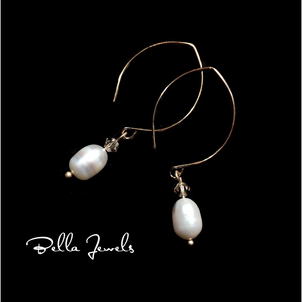 2” 10K Gold Plated Marquise Earrings